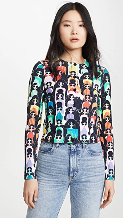 Shop Alice And Olivia Ruthy Printed Cardigan In Multi