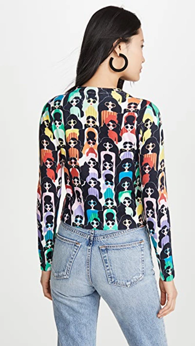 Shop Alice And Olivia Ruthy Printed Cardigan In Multi