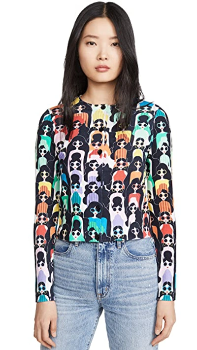 Shop Alice And Olivia Ruthy Printed Cardigan In Multi