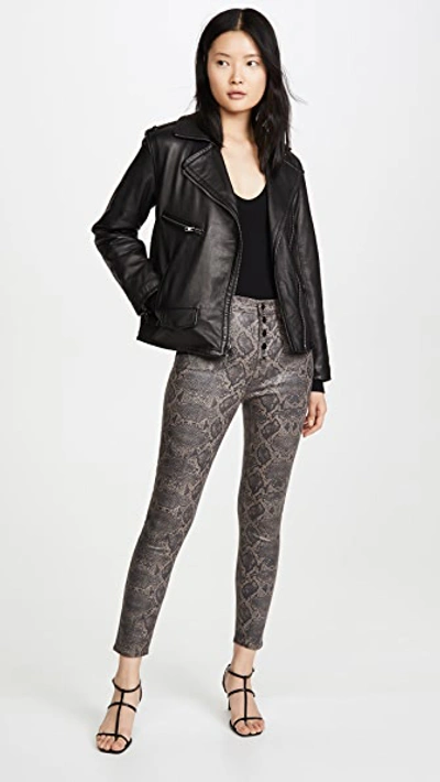 Shop J Brand Lillie Coated High Rise Crop Skinny Jeans In Coated Boa