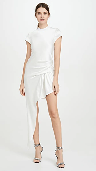 Shop Alexander Wang Exposed Leg Short Sleeve Dress In White