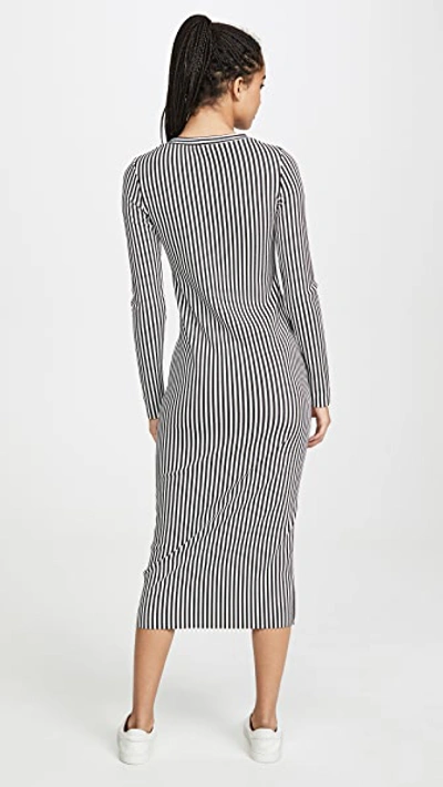 The Range Bound Striped Midi Dress In White/black