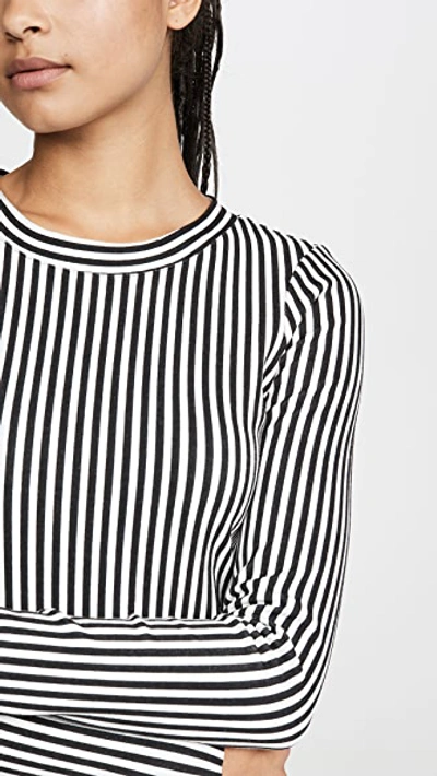 The Range Bound Striped Midi Dress In White/black
