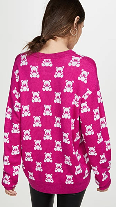 Shop Moschino Bear Pattern Sweater In Fantasy Print Fuchsia