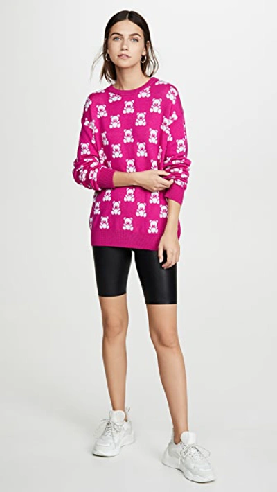 Shop Moschino Bear Pattern Sweater In Fantasy Print Fuchsia