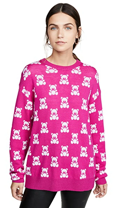 Shop Moschino Bear Pattern Sweater In Fantasy Print Fuchsia