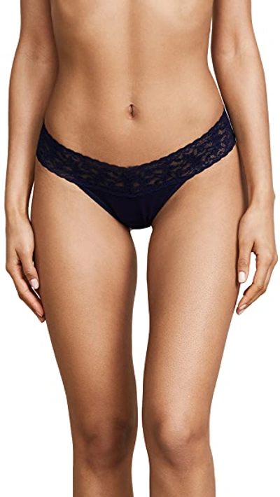 Shop Hanky Panky Cotton With A Conscience Low Rise Thong In Navy