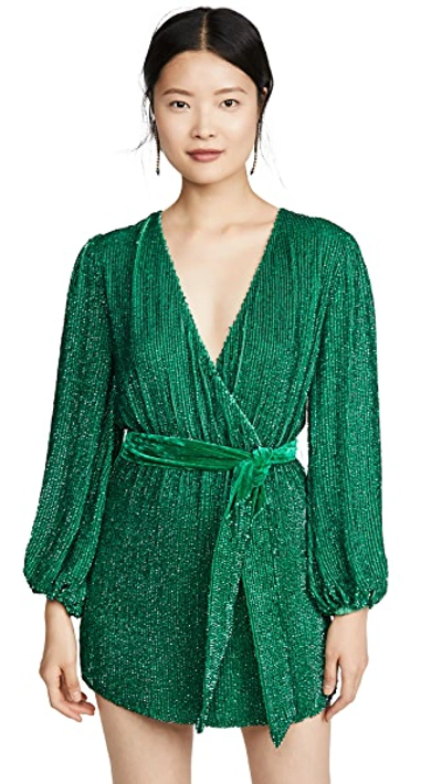 Shop Retroféte Julie Sequin Dress In Emerald Green