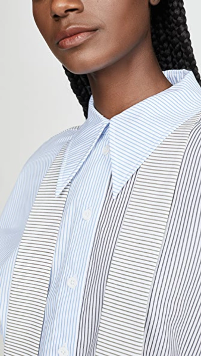 Shop Tibi Easy Shirt With Zipper Detail In Blue Multi