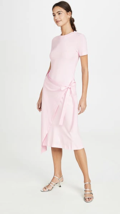 Shop Rosetta Getty Short Sleeve Apron Wrap T-shirt Dress In Quartz