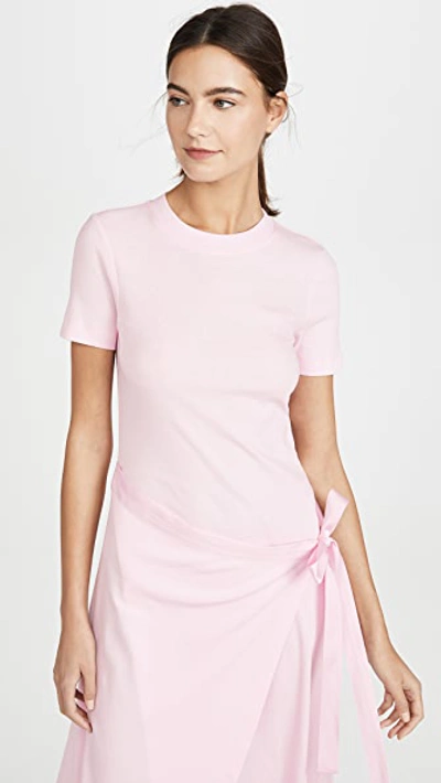 Shop Rosetta Getty Short Sleeve Apron Wrap T-shirt Dress In Quartz
