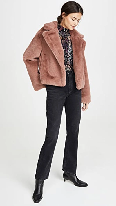 Shop Bb Dakota Big Time Plush Faux Fur Jacket In Rose Taupe