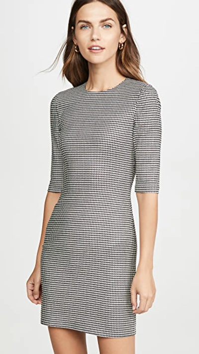 Shop Alice And Olivia Delora Crew Neck Fitted Short Dress In Black/white