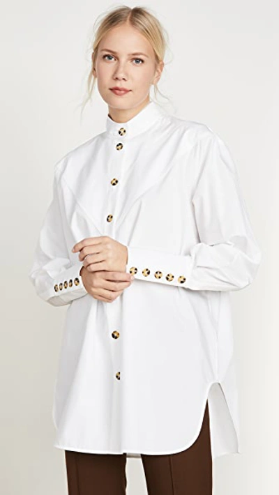 Shop Ellery Puzzo V Paneled Neck Shirt In White