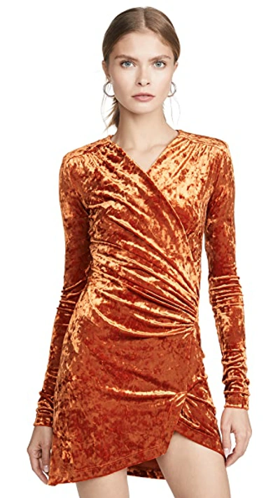 Shop Off-white Velvet Stretch Dress In Mattone