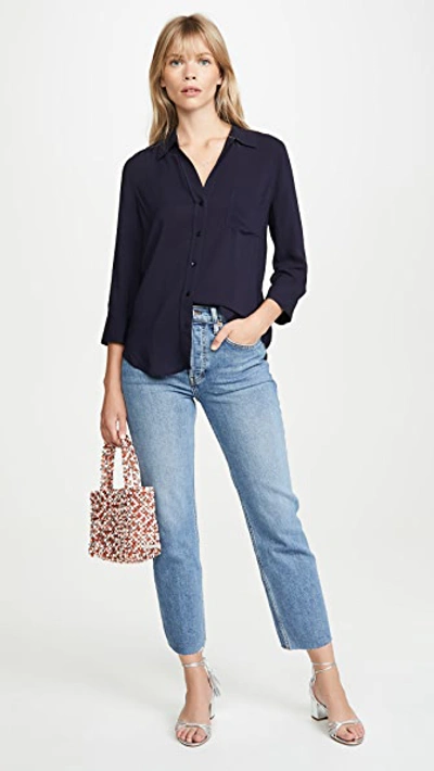 Shop L Agence Ryan 3/4 Sleeve Blouse In Midnight