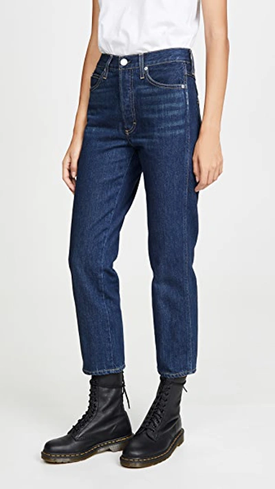 Shop Amo Loverboy High Rise Relaxed Straight Jeans In Indie Blue