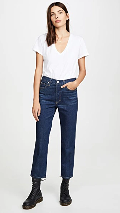 Shop Amo Loverboy High Rise Relaxed Straight Jeans In Indie Blue