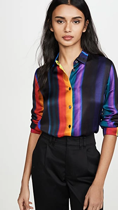 Shop Paul Smith Rainbow Stripe Button Down Shirt