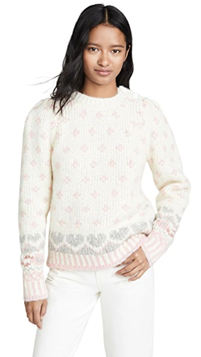 Shop Loveshackfancy Rosie Alpaca Sweater In Milky Clouds
