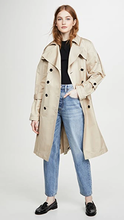 Shop Add Oversized Trench Coat In Wheat