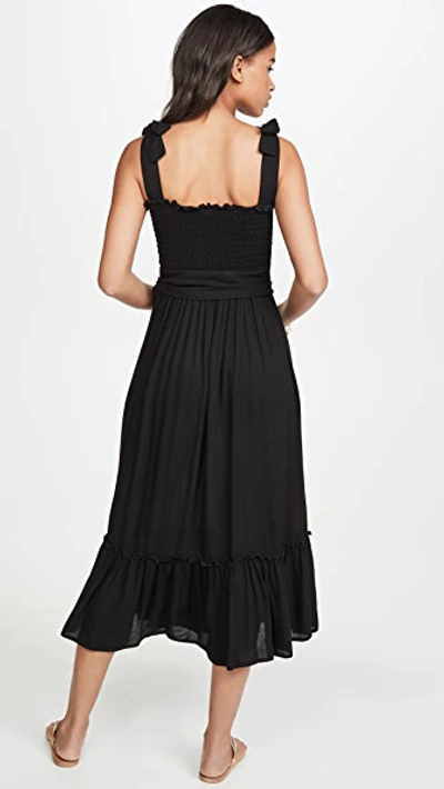 Shop Coolchange Priscilla Dress In Black Solid Dobby