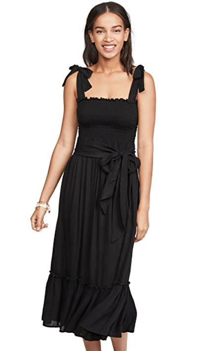 Shop Coolchange Priscilla Dress In Black Solid Dobby