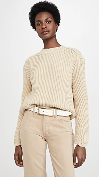 Shop Acne Studios Khali Cotton Rib Sweater In Cold Beige