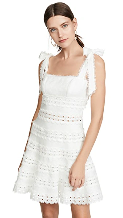 Shop Zimmermann Kirra Tie Shoulder Mini Dress In Ivory