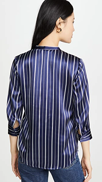 Shop L Agence Aoki 3/4 Sleeve Blouse In Navy/ivory Stripe