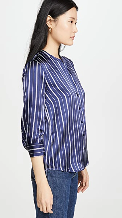 Shop L Agence Aoki 3/4 Sleeve Blouse In Navy/ivory Stripe