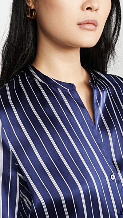 Shop L Agence Aoki 3/4 Sleeve Blouse In Navy/ivory Stripe