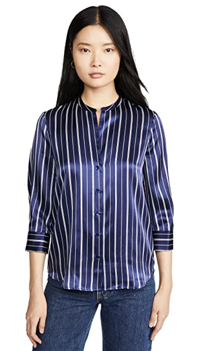 Shop L Agence Aoki 3/4 Sleeve Blouse In Navy/ivory Stripe