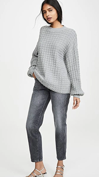 Shop The Range Exaggerated Thermal Sleeve Knit In Smoke