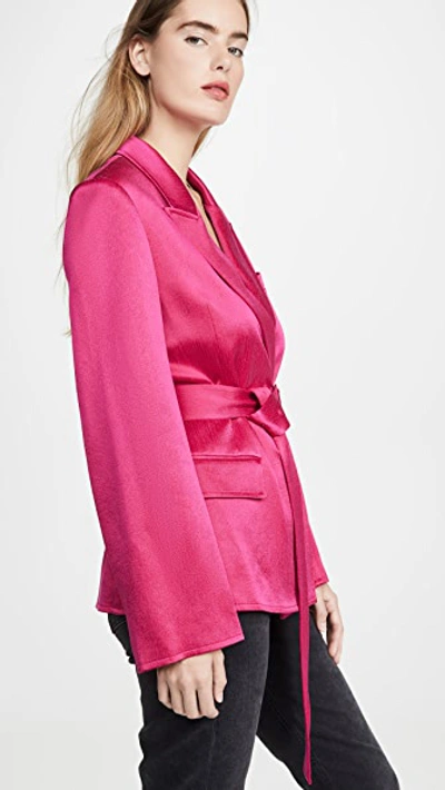 Shop Adeam Belted Tailored Jacket In Fuchsia