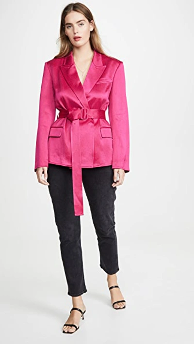 Shop Adeam Belted Tailored Jacket In Fuchsia
