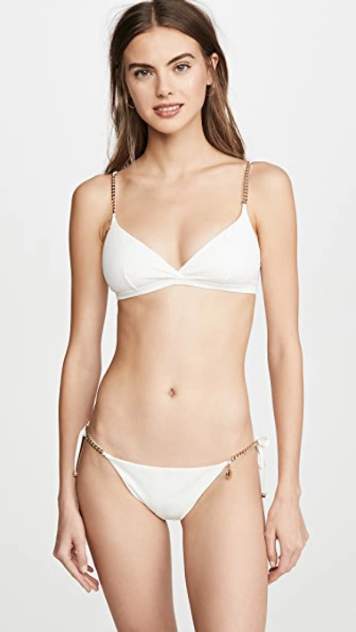 Shop Stella Mccartney Falabella Triangle Bikini Top In Ivory