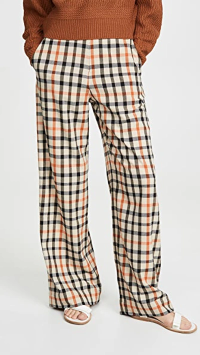 Shop Baum Und Pferdgarten Nyo Pants In Camel Flannel Check