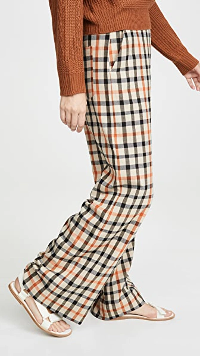 Shop Baum Und Pferdgarten Nyo Pants In Camel Flannel Check