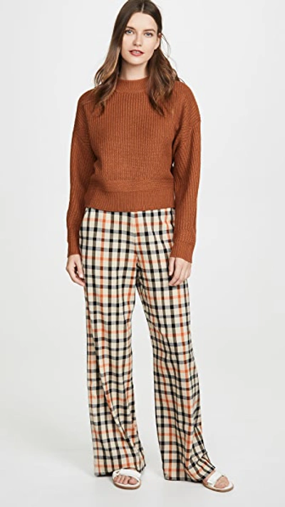 Shop Baum Und Pferdgarten Nyo Pants In Camel Flannel Check