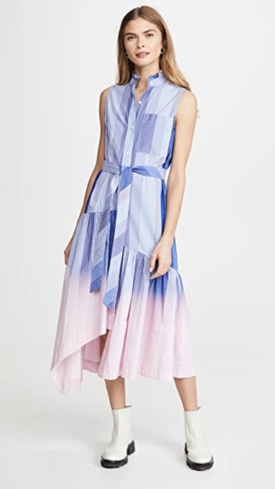 Shop Derek Lam 10 Crosby Nerioa Dip Die Maxi Dress In Blue/pink