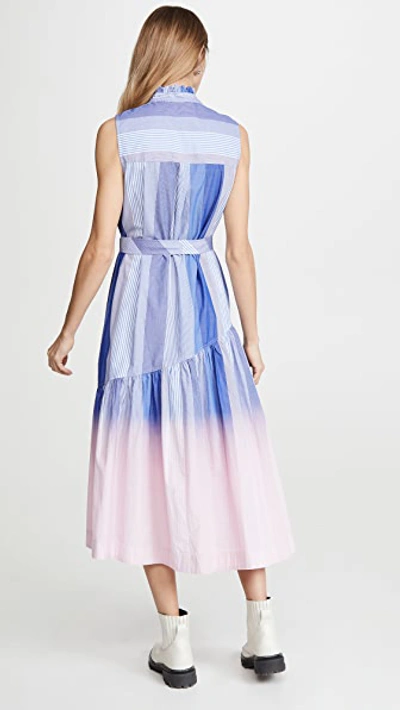 Shop Derek Lam 10 Crosby Nerioa Dip Die Maxi Dress In Blue/pink