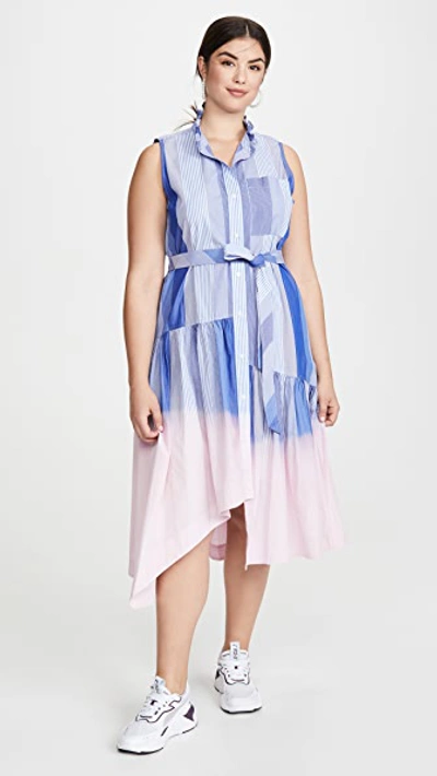 Shop Derek Lam 10 Crosby Nerioa Dip Die Maxi Dress In Blue/pink