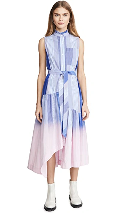 Shop Derek Lam 10 Crosby Nerioa Dip Die Maxi Dress In Blue/pink