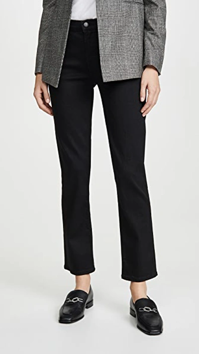 Shop J Brand Adele Mid Rise Straight Jeans In Vesper Noir