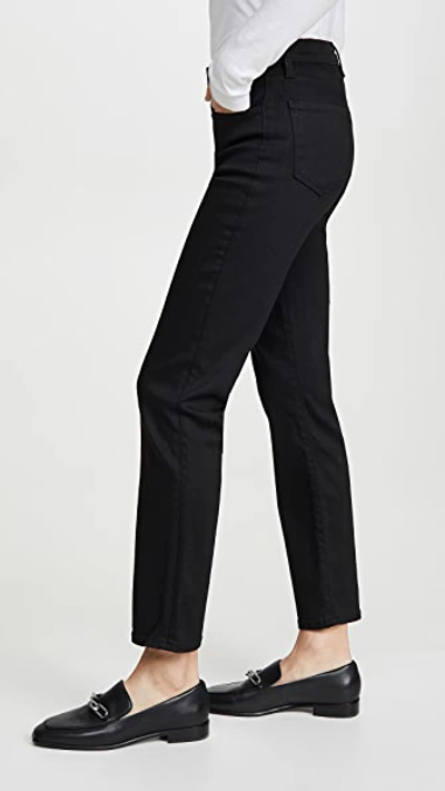 Shop J Brand Adele Mid Rise Straight Jeans In Vesper Noir