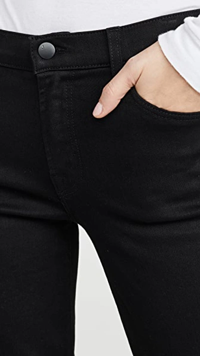 Shop J Brand Adele Mid Rise Straight Jeans In Vesper Noir