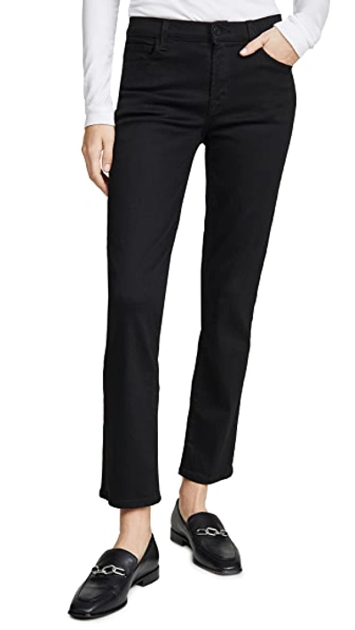 Shop J Brand Adele Mid Rise Straight Jeans In Vesper Noir