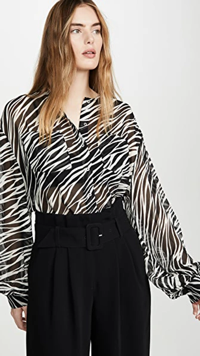Shop Anine Bing Arrow Shirt In Cream Zebra