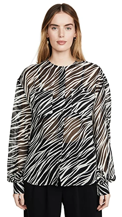 Shop Anine Bing Arrow Shirt In Cream Zebra